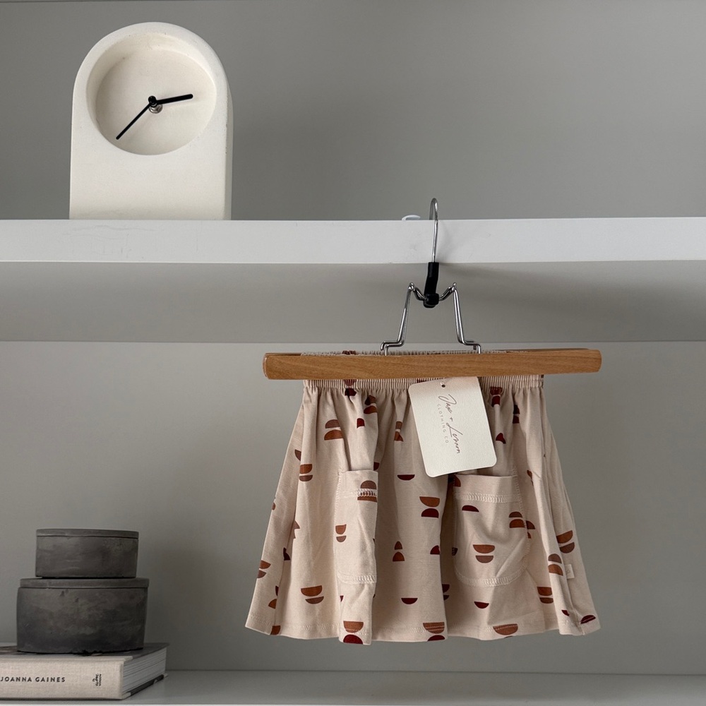 Jax + Lennon Bamboo Pocket Skirt Neutral Printed A-Line Kids Abstract Geometric